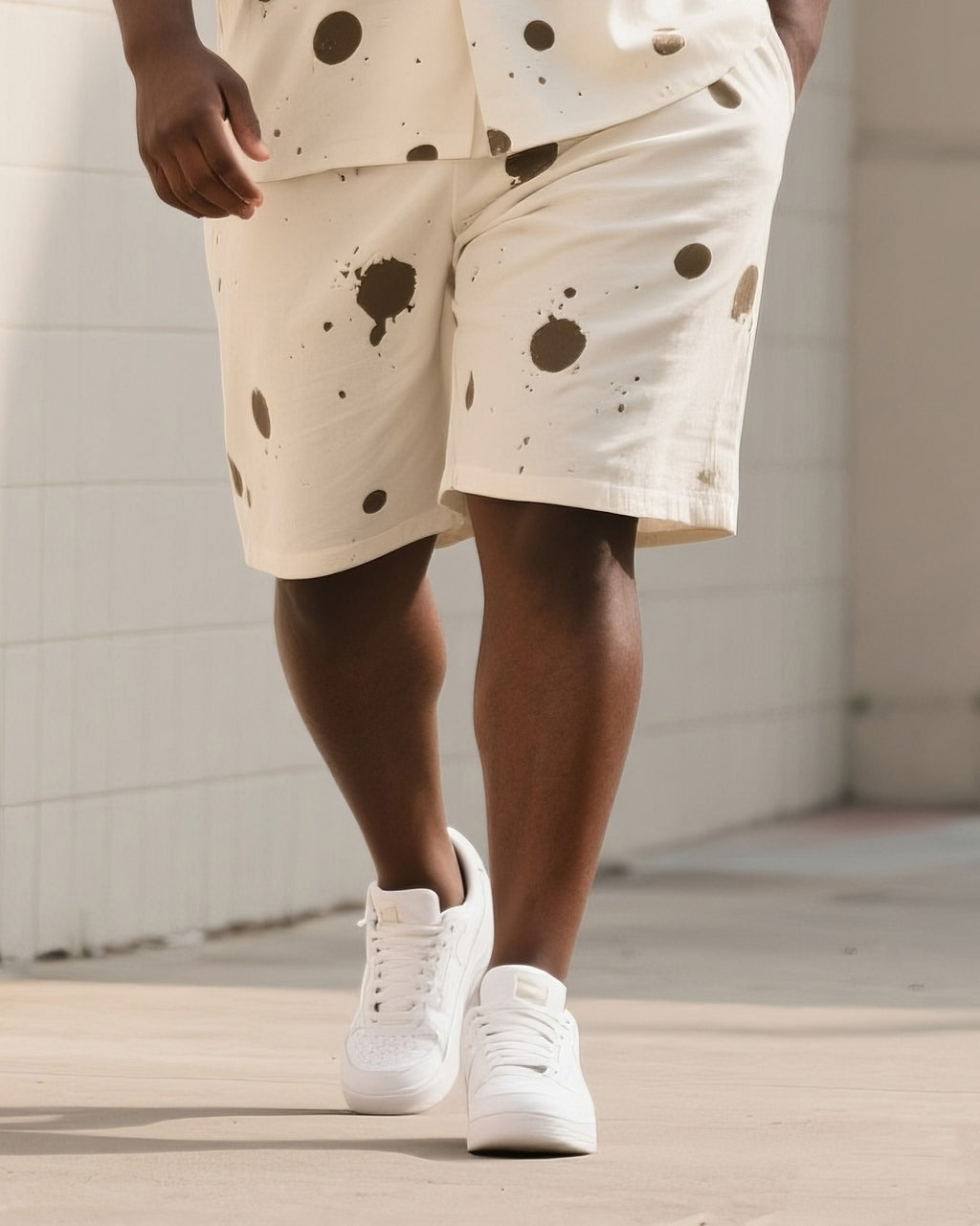 Big & Tall Colorblock Geometric T-Shirt Shorts Set for big men view 3