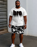 Big & Tall Streetwear T-Shirt Shorts Set for big men view 1