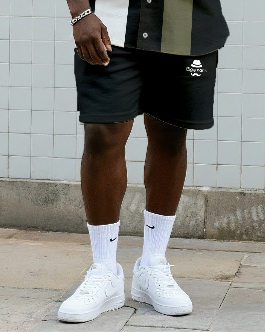 Big & Tall Striped T-Shirt Shorts Set for big men view 2