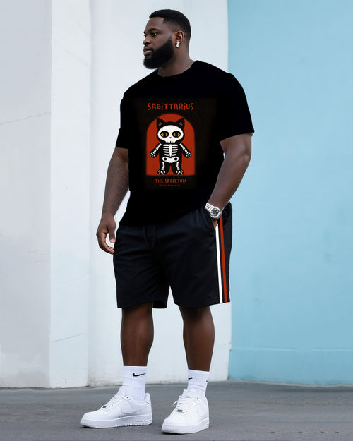 Big & Tall Streetwear Skull T-Shirt Shorts Set for big men view 1