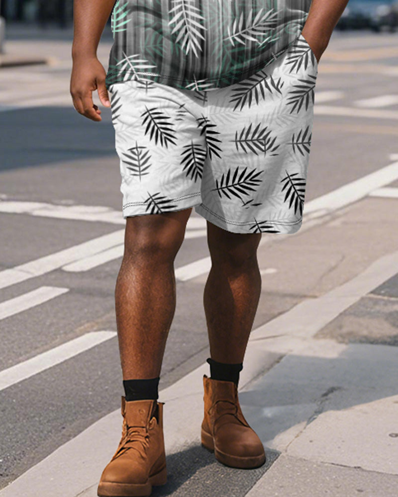 Big & Tall Hawaiian Gradient Graphic Polo Shorts Set for big men view 4