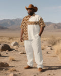 Big & Tall Western Colorblock T-Shirt Pants Set for big men view 2