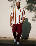 Big & Tall Red Striped Graphic T-Shirt Pants Set for big men view 1