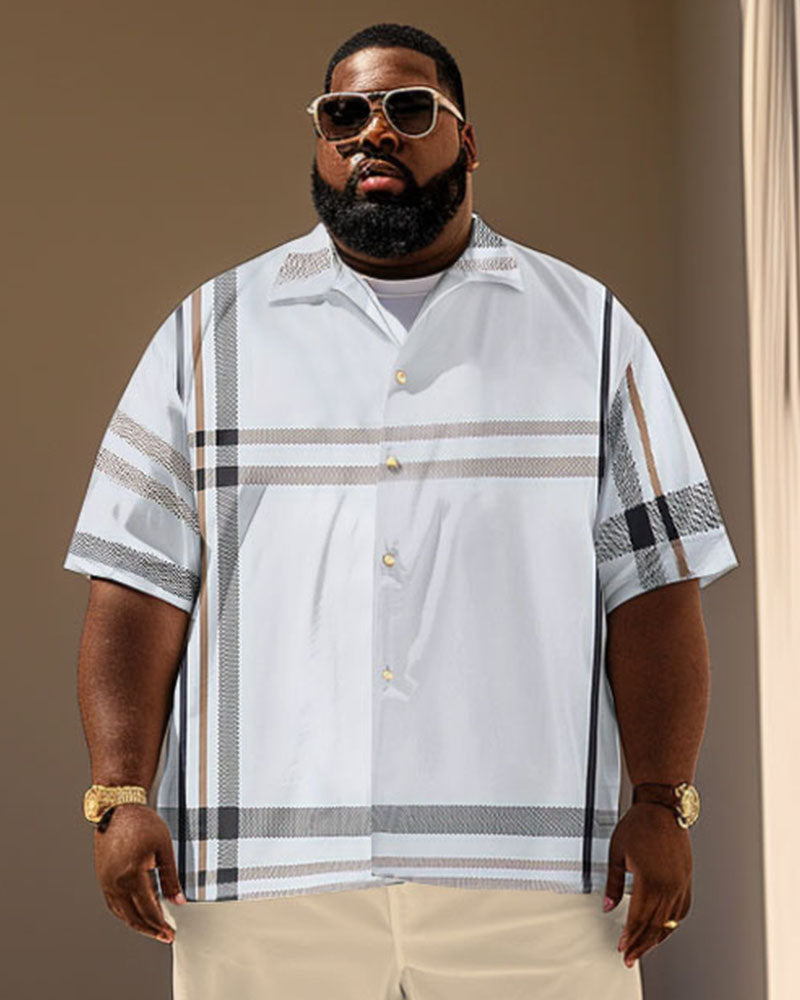 Big & Tall Plaid Graphic T-Shirt Shorts Set for big men view 3
