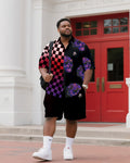 Big & Tall Colorblock Geometric T-Shirt Shorts Set for big men view 1