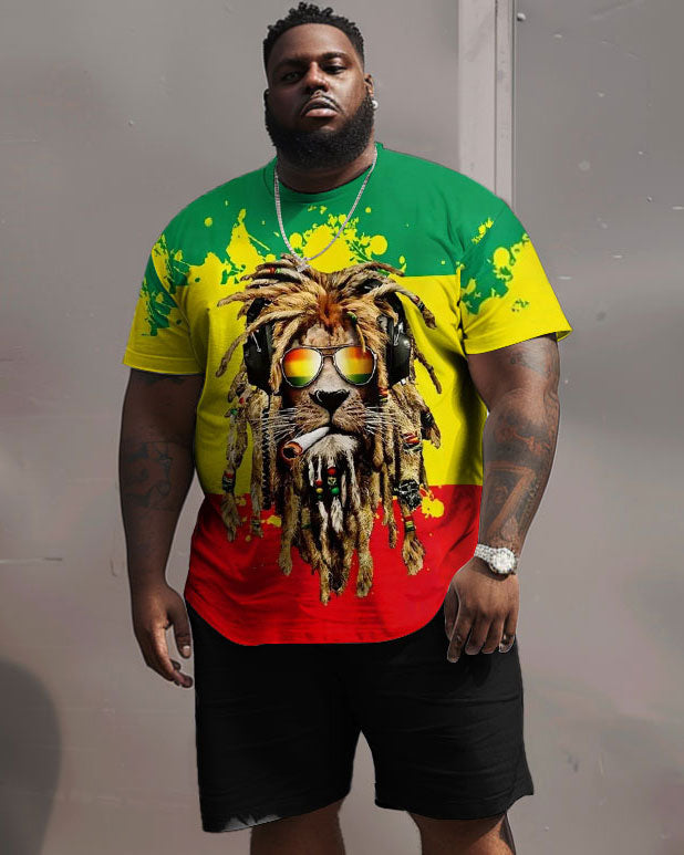 Big & Tall Red Green Graphic Two-piece Set for big men view 1