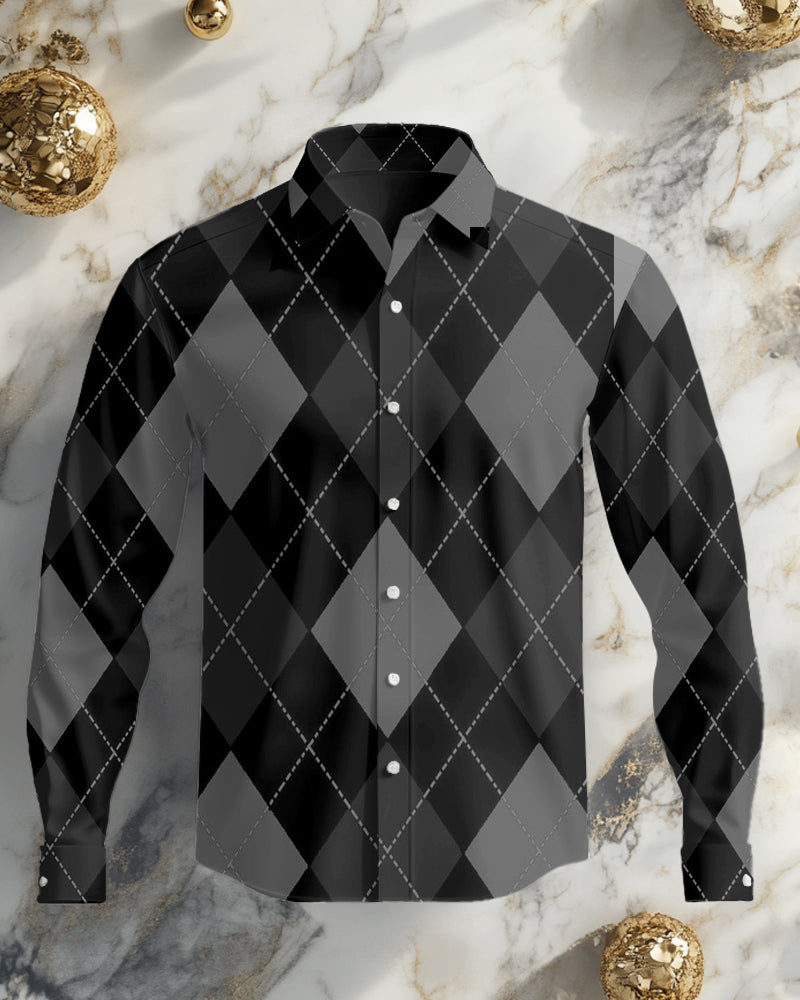 Big & Tall Black Plaid Long Sleeve Shirt for big men view 2