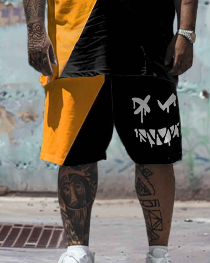 Big & Tall Smiley T-Shirt Shorts Set for big men view 3