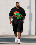 Big & Tall Juneteenth Graphic Polo Shorts Set for big men view 1