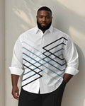 Big & Tall White Gradient Graphic Long Sleeve Shirt for big men view 1