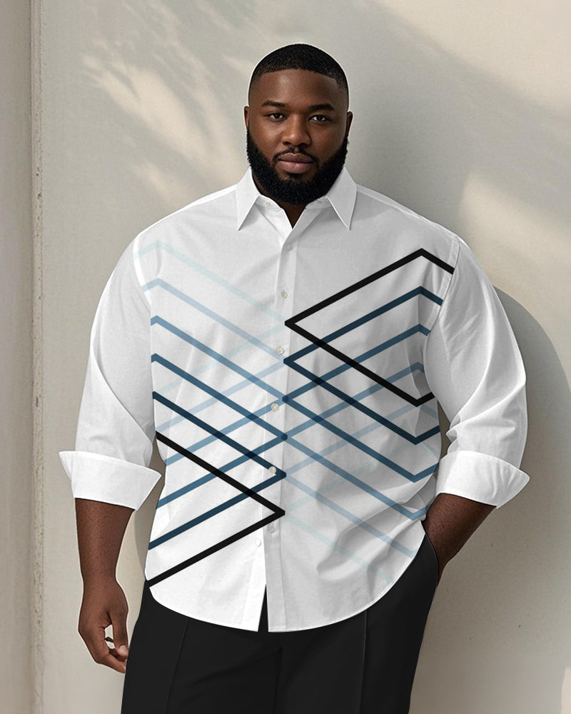 Big & Tall White Gradient Graphic Long Sleeve Shirt for big men view 1