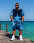 Big & Tall Colorblock T-Shirt Shorts Set for big men view 2