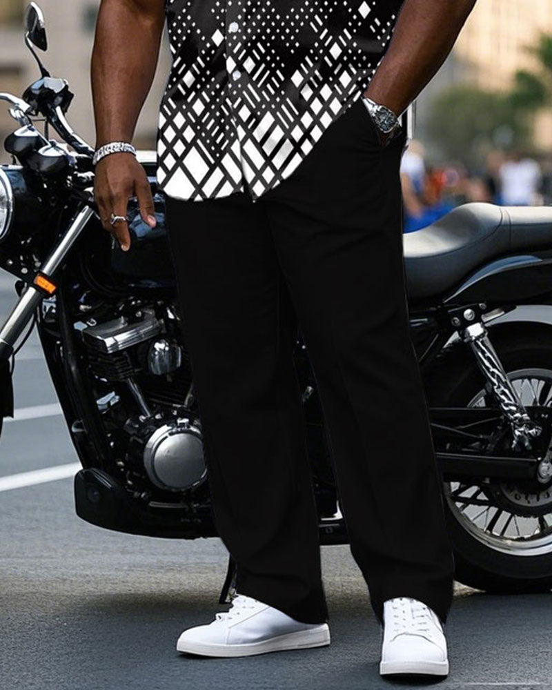 Big & Tall Gradient Geometric T-Shirt Pants Set for big men view 3