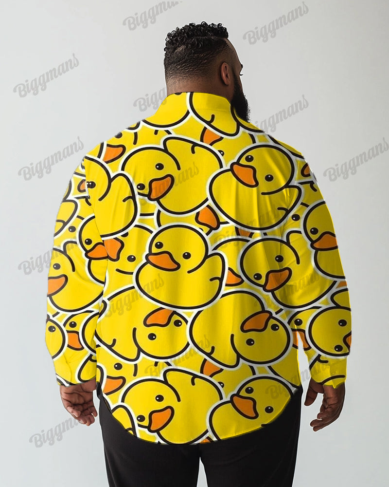 Big & Tall Yellow Streetwear Long Sleeve Shirt for big men view 2