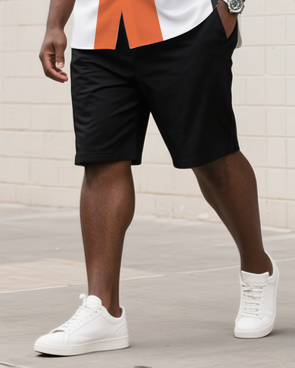 Big & Tall Hawaiian Striped T-Shirt Shorts Set for big men view 3