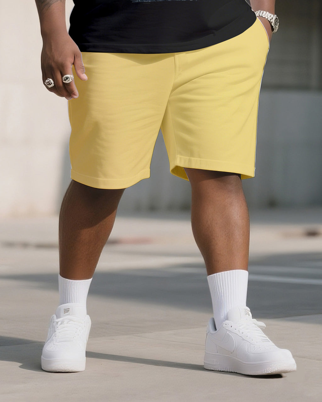 Big & Tall Graphic Streetwear T-Shirt Shorts Set for big men view 3
