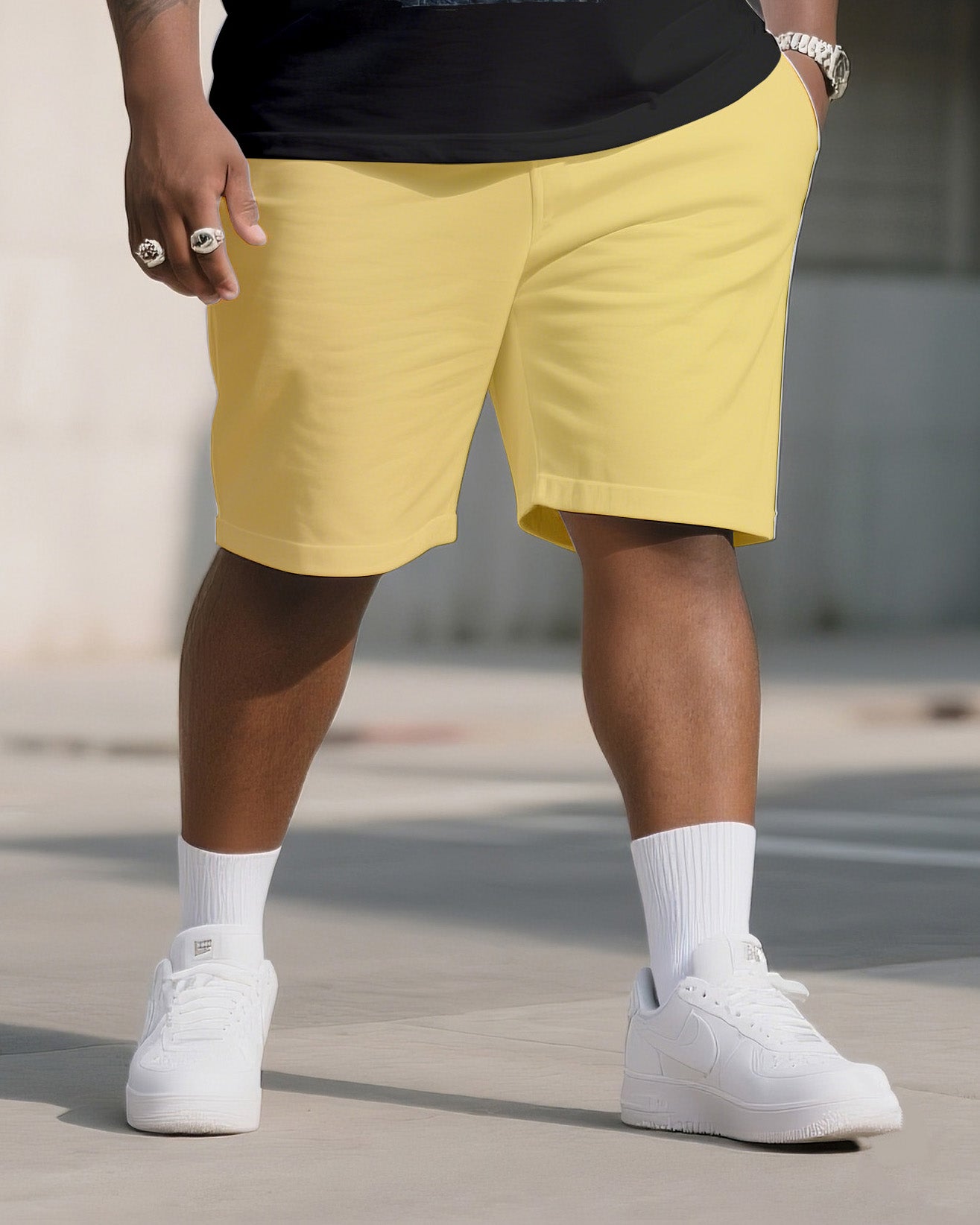 Big & Tall Graphic Streetwear T-Shirt Shorts Set for big men view 3