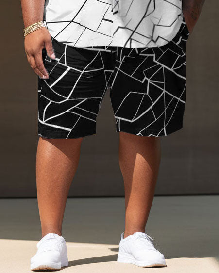 Big & Tall Colorblock Streetwear T-Shirt Shorts Set for big men view 3