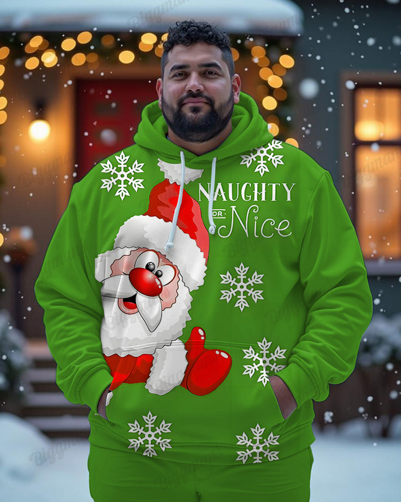 Big & Tall Green Graphic Hoodie Sweatpants Set for big men view 1