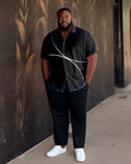 Big & Tall Black White Gradient Shirt Pants Set for big men view 1