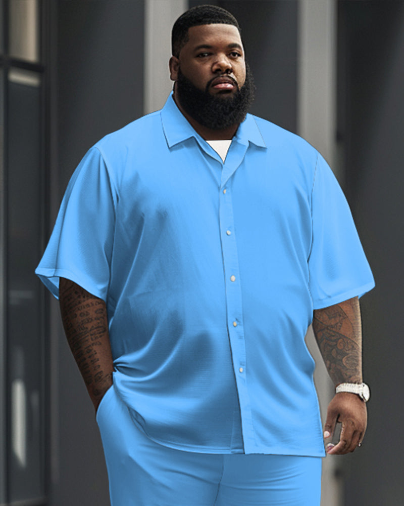 Big & Tall Blue Solid Color Jeans for big men view 2