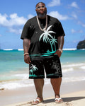 Big & Tall Hawaiian Gradient T-Shirt Shorts Set for big men view 2