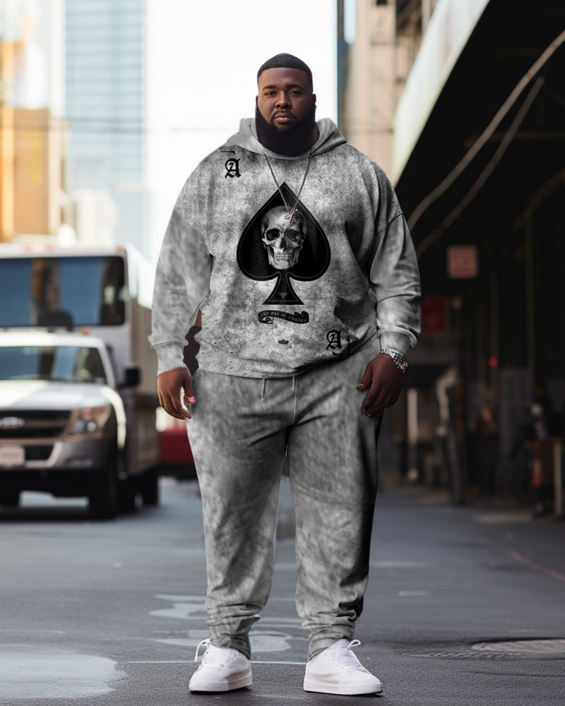 Big & Tall Streetwear Skull Hoodie Sweatpants Set for big men view 1