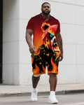 Big & Tall Gradient Polo Shorts Set for big men view 1