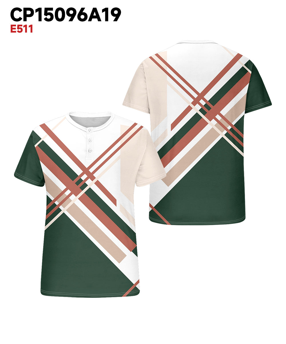 Big & Tall Green Geometric Striped T-Shirt for big men view 3