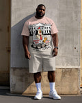 Big & Tall Graphic T-Shirt Shorts Set for big men view 1