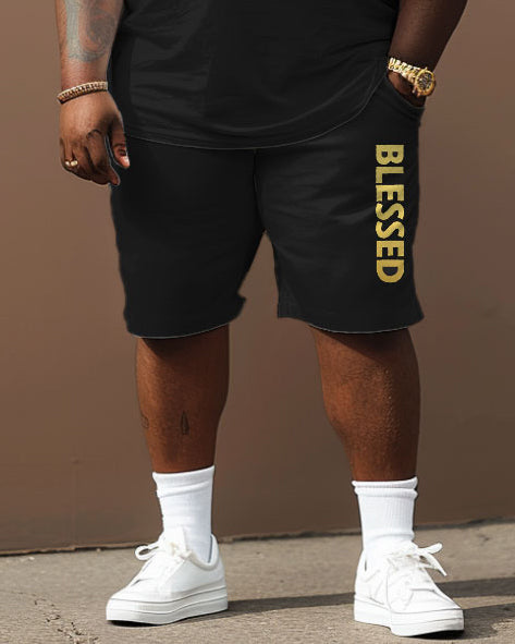 Big & Tall Graphic T-Shirt Shorts Set for big men view 3