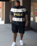 Big & Tall Colorblock Graphic Patchwork Two-piece Set for big men view 1