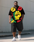 Big & Tall Juneteenth Polo Shorts Set for big men view 1