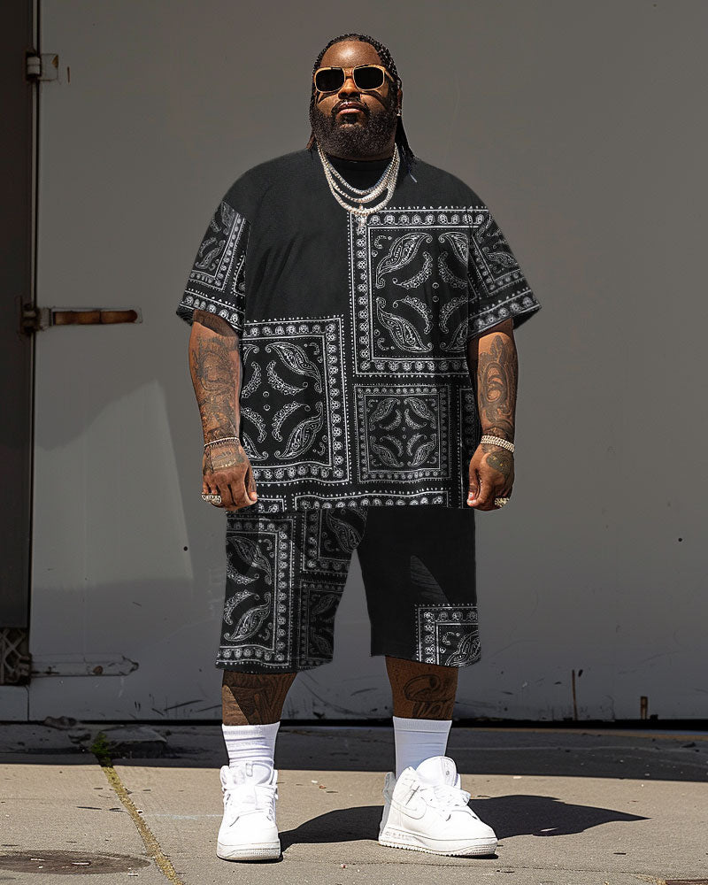 Big & Tall Graphic T-Shirt Shorts Set for big men view 2