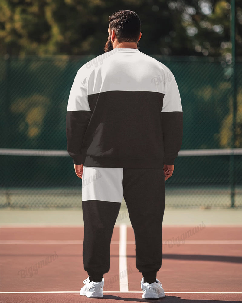 Big & Tall Colorblock Hoodie Sweatpants Set for big men view 4