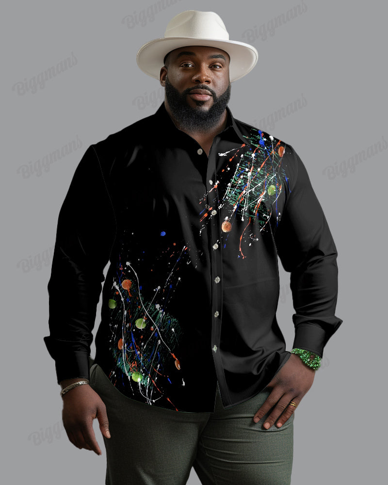 Big & Tall Splash Ink Long Sleeve Shirt for big men