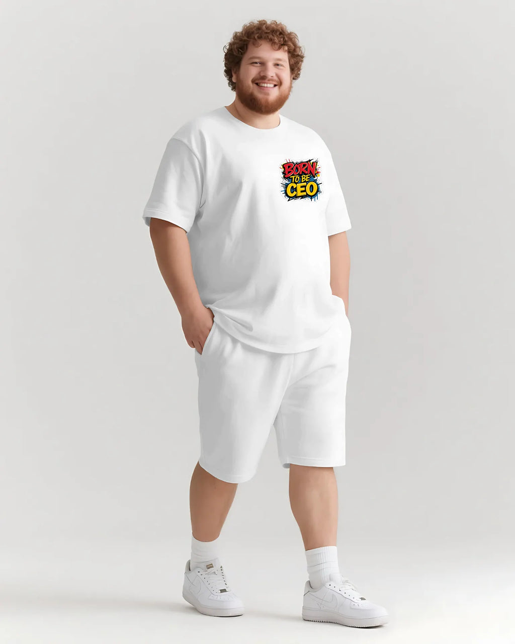 Big & Tall Streetwear T-Shirt Shorts Set for big men view 2
