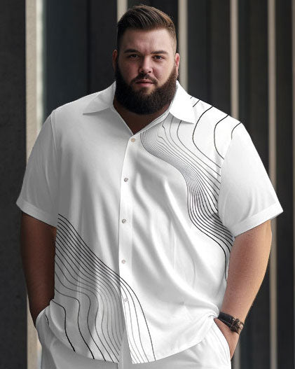 Big & Tall Black Gradient Shirt Pants Set for big men view 2