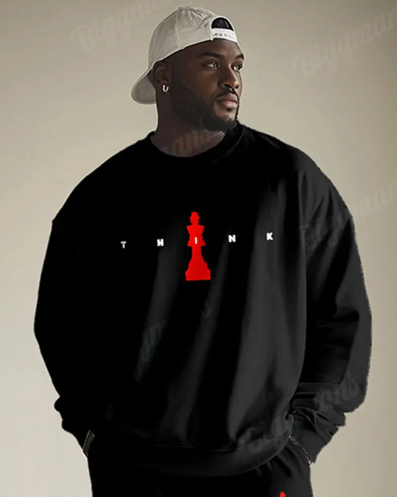 Big & Tall Black Graphic Two-piece Set for big men view 2
