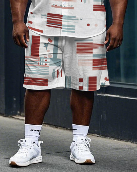 Big & Tall Colorblock T-Shirt Shorts Set for big men view 3