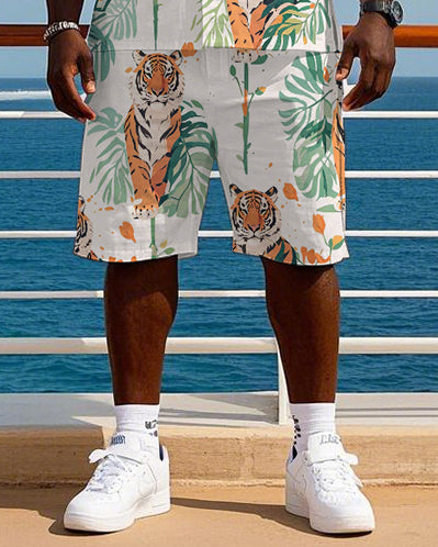 Big & Tall Hawaiian Tropical T-Shirt Shorts Set for big men view 3