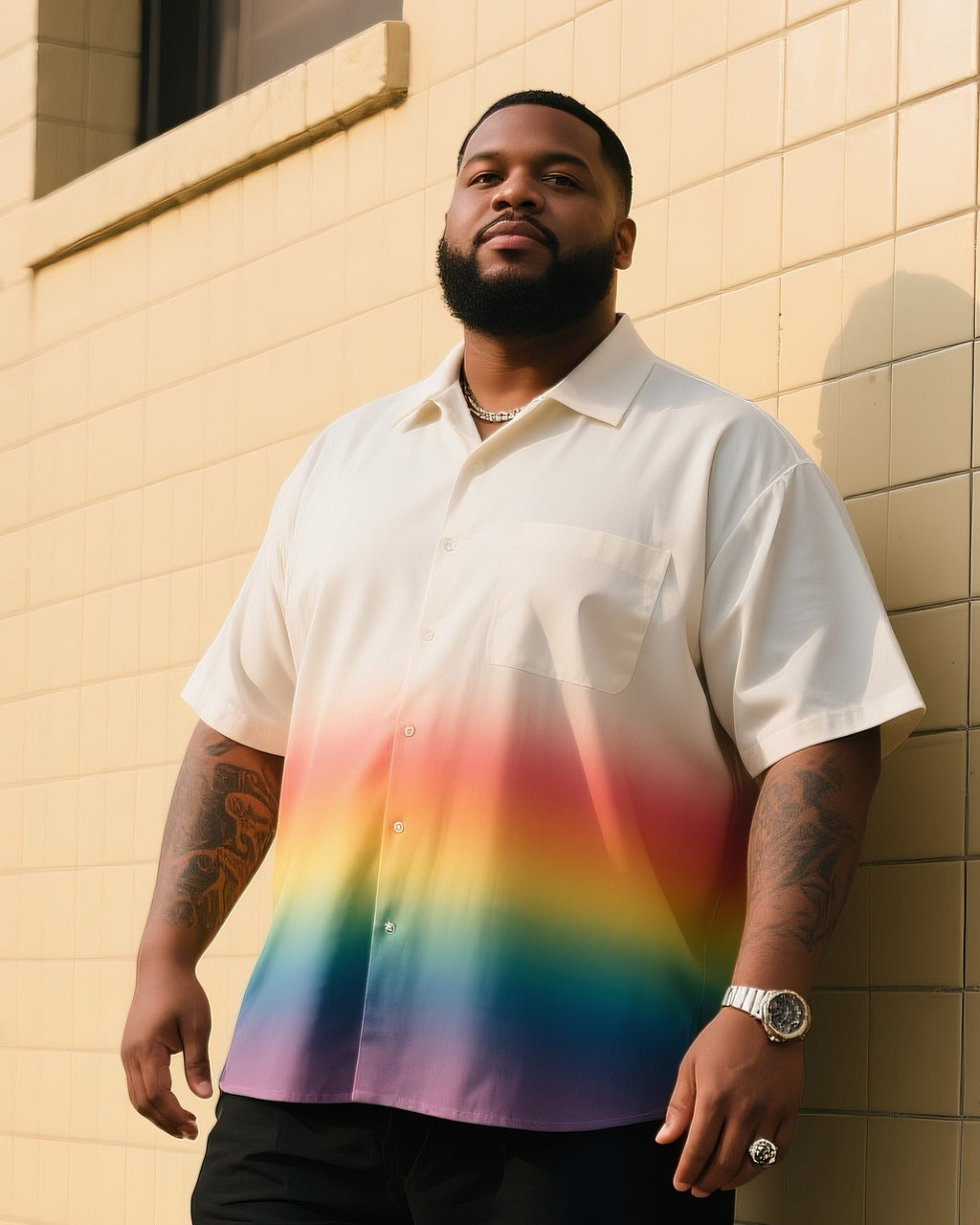 Big & Tall Gradient T-Shirt Shorts Set for big men view 2