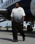 Big & Tall Gray Gradient Striped T-Shirt Pants Set for big men view 1
