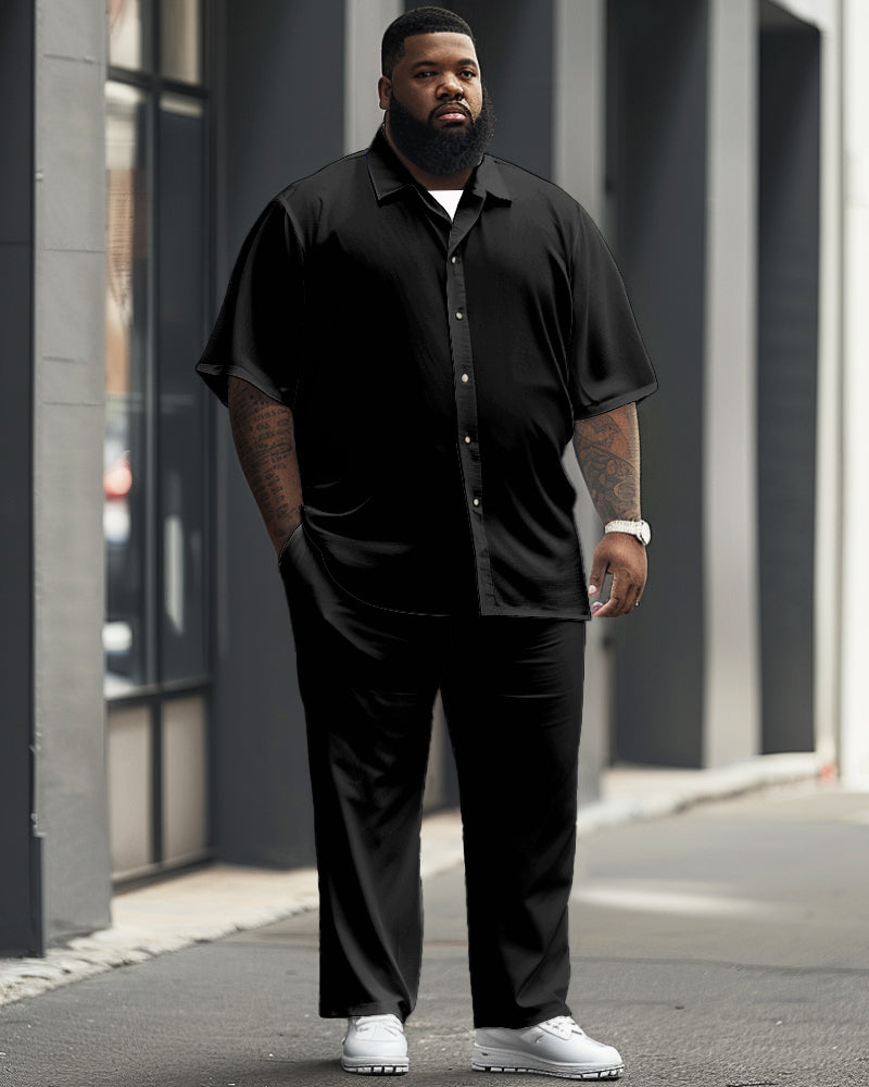 Big & Tall Solid Color T-Shirt Pants Set for big men view 1