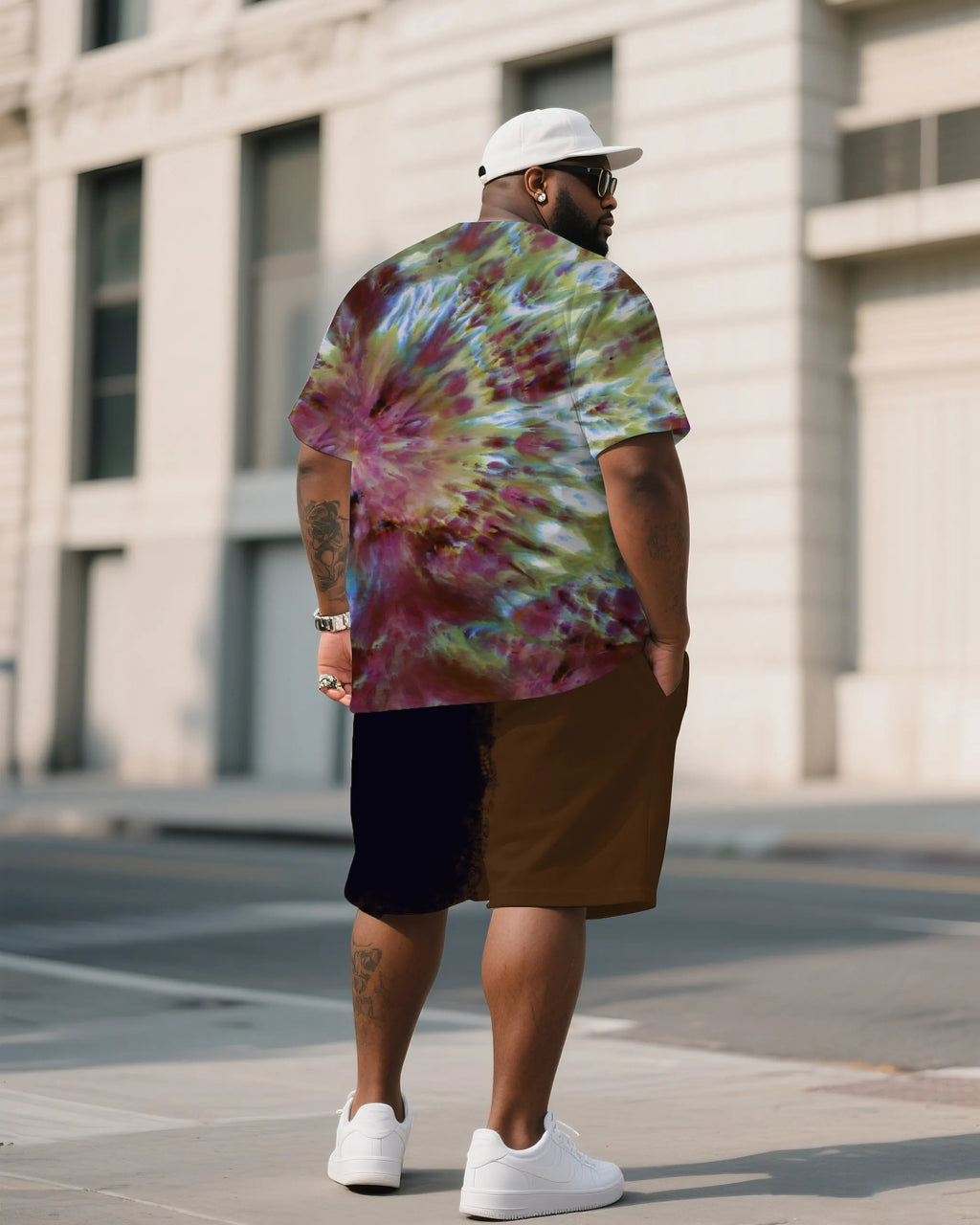 Big & Tall Graphic T-Shirt Shorts Set for big men view 4