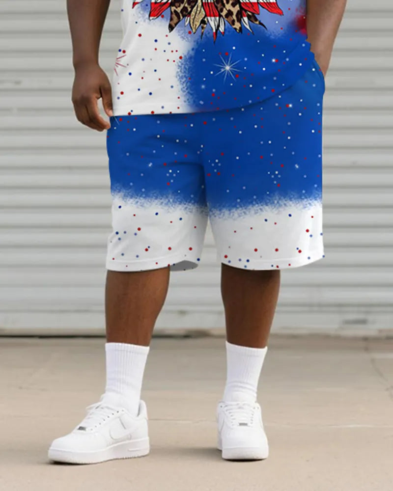 Big & Tall Gradient Graphic T-Shirt Shorts Set for big men view 3