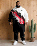 Big & Tall Black Red Graphic Hoodie Sweatpants Set for big men view 1