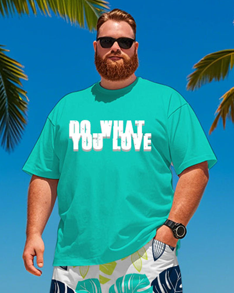 Big & Tall Hawaiian Graphic T-Shirt Shorts Set for big men view 2