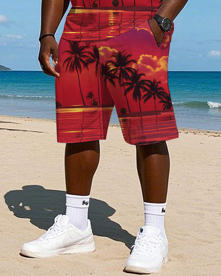 Big & Tall Hawaiian T-Shirt Shorts Set for big men view 3