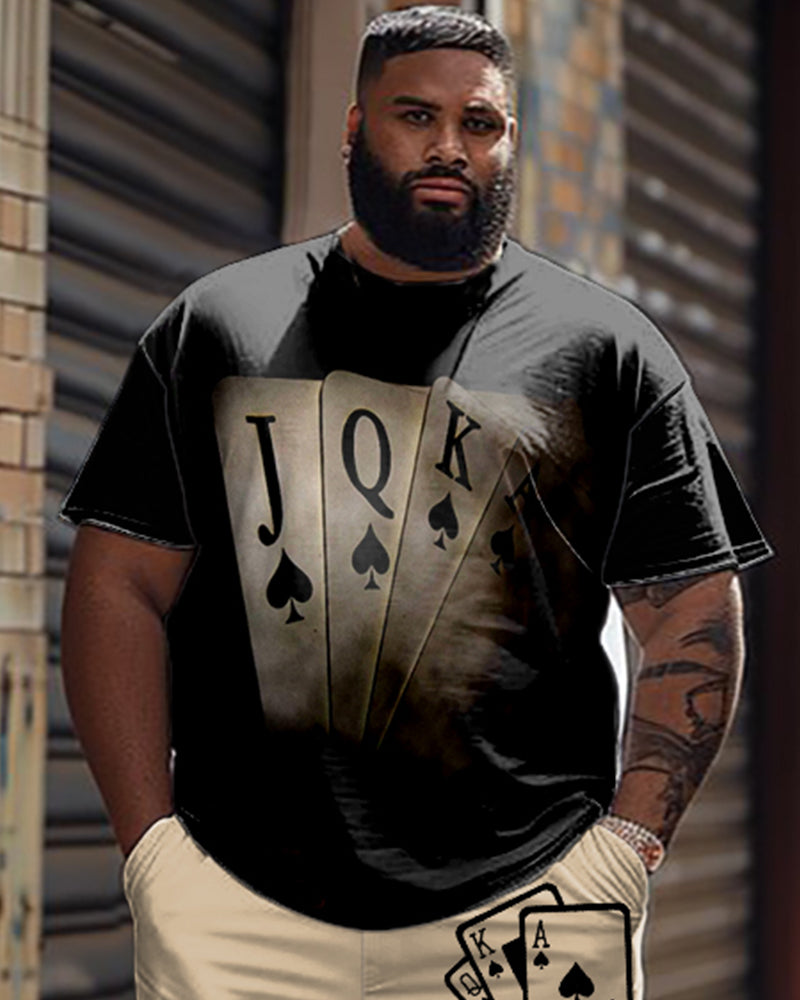 Big & Tall Streetwear T-Shirt Shorts Set for big men view 2